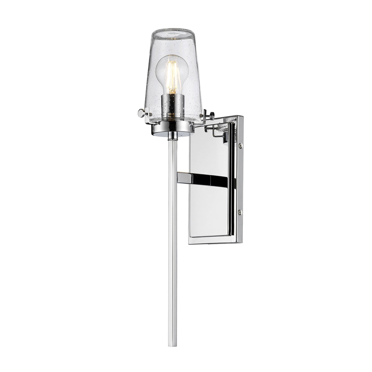 Alton IP44 Bathroom Wall Light in Chrome with Clear Seeded Glass Diffuser