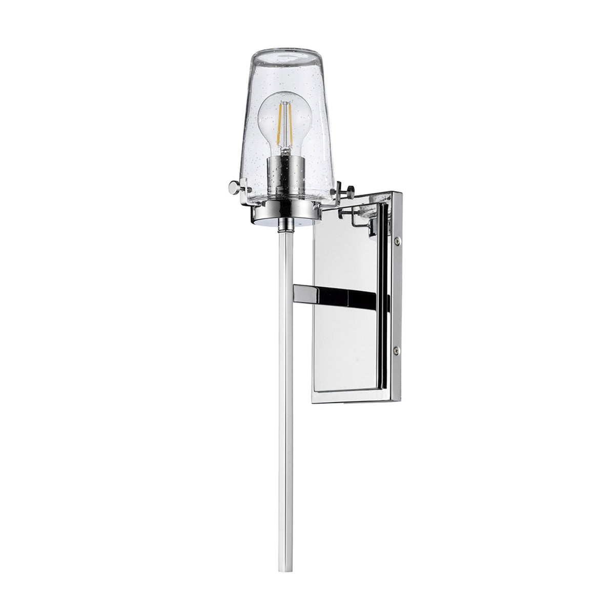 Alton IP44 Bathroom Wall Light in Chrome with Clear Seeded Glass Diffuser