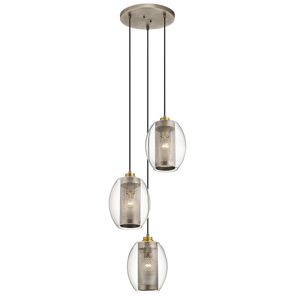 Asher II Triple Drop Cluster Pendant in Antique Pewter