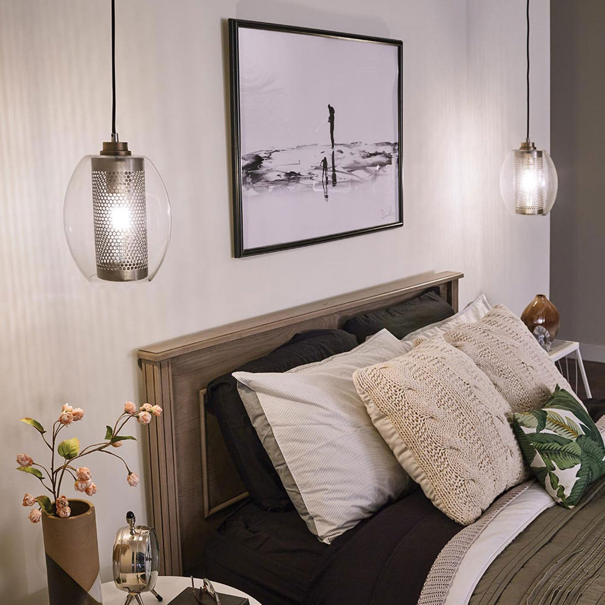 Asher II Single Drop Pendant in Antique Pewter