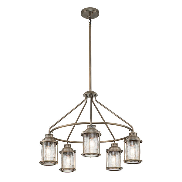 Ashland Bay 5 Light Outdoor Chandelier Pendant in Burnished Bronze