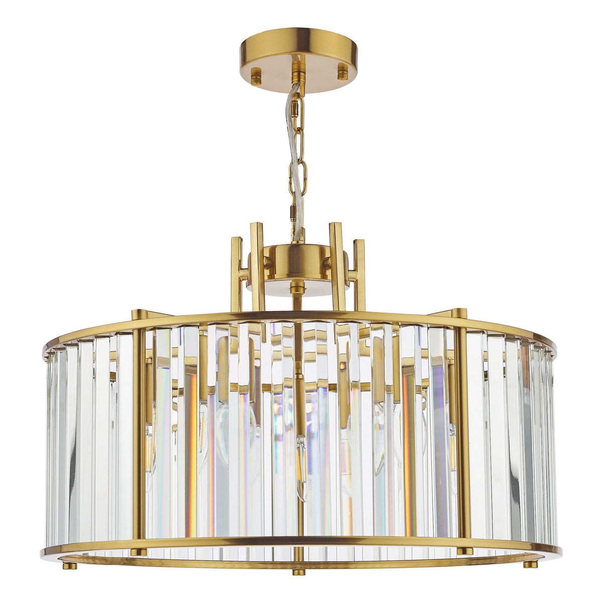 Kiran 5 Light Pendant In Natural Brass & Crystal