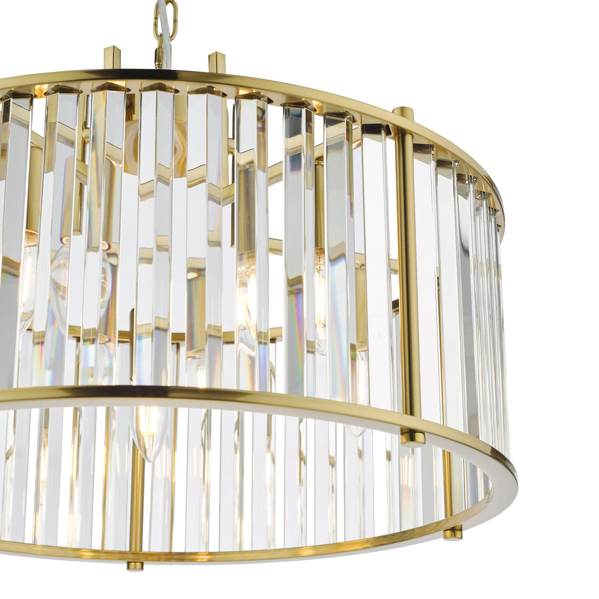 Kiran 5 Light Pendant In Natural Brass & Crystal