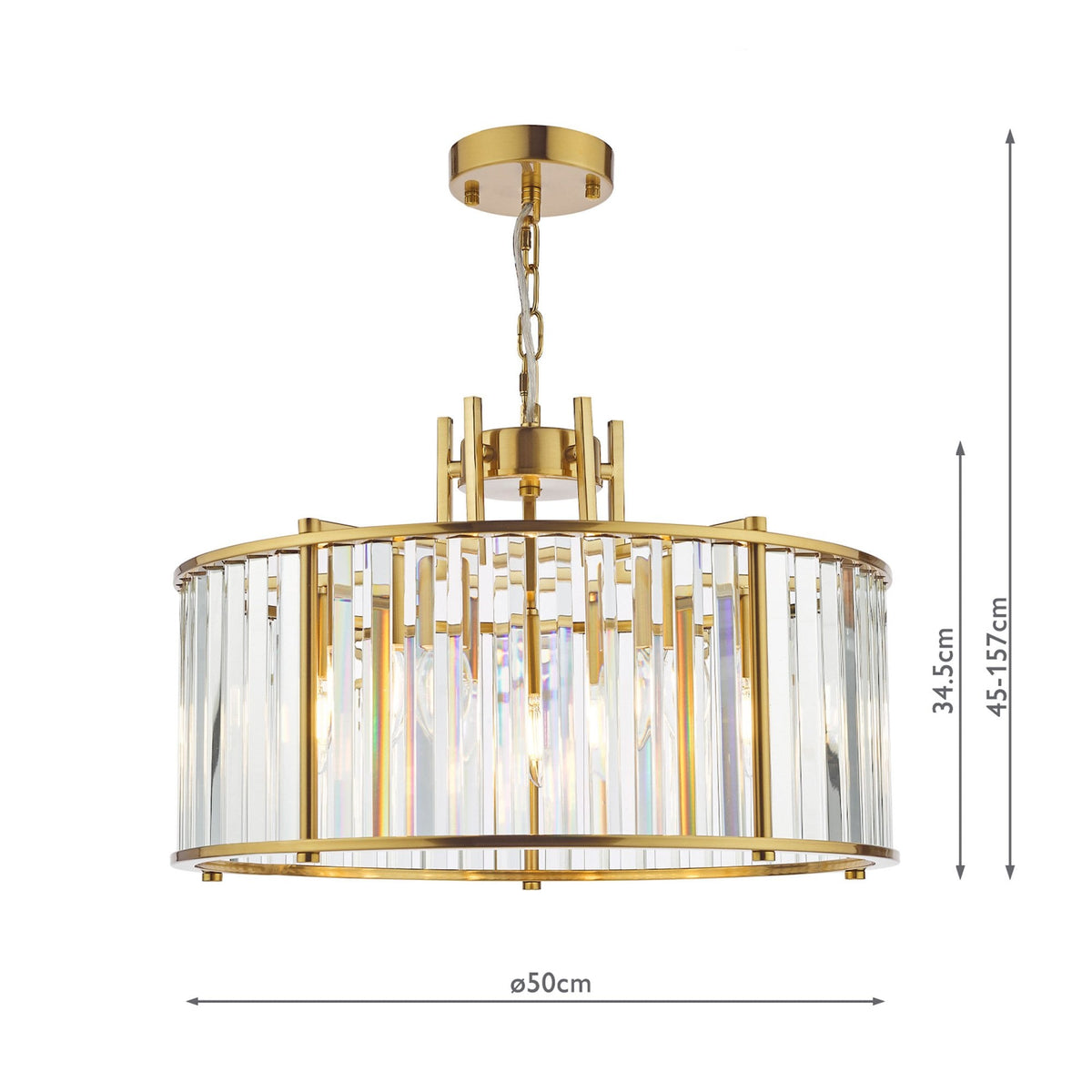 Kiran 5 Light Pendant In Natural Brass & Crystal