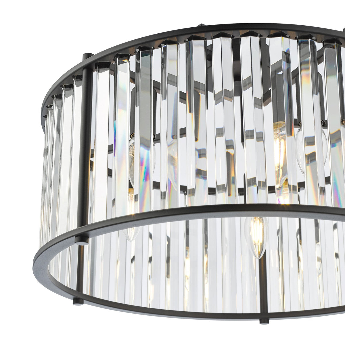 Kiran 5 Light Pendant In Satin Black & Crystal