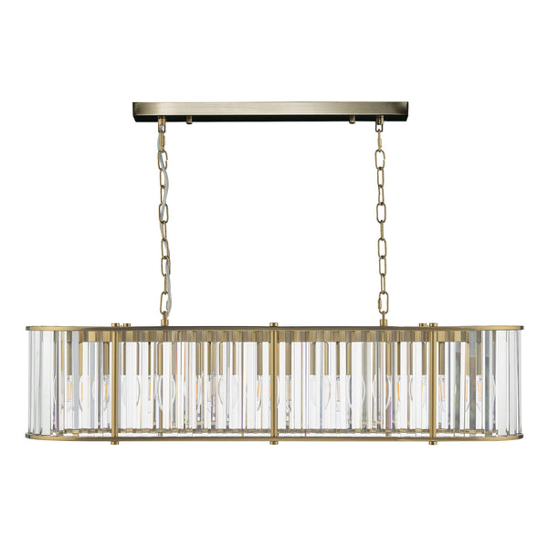 Kiran 7 Light Linear Pendant In Natural Brass & Crystal
