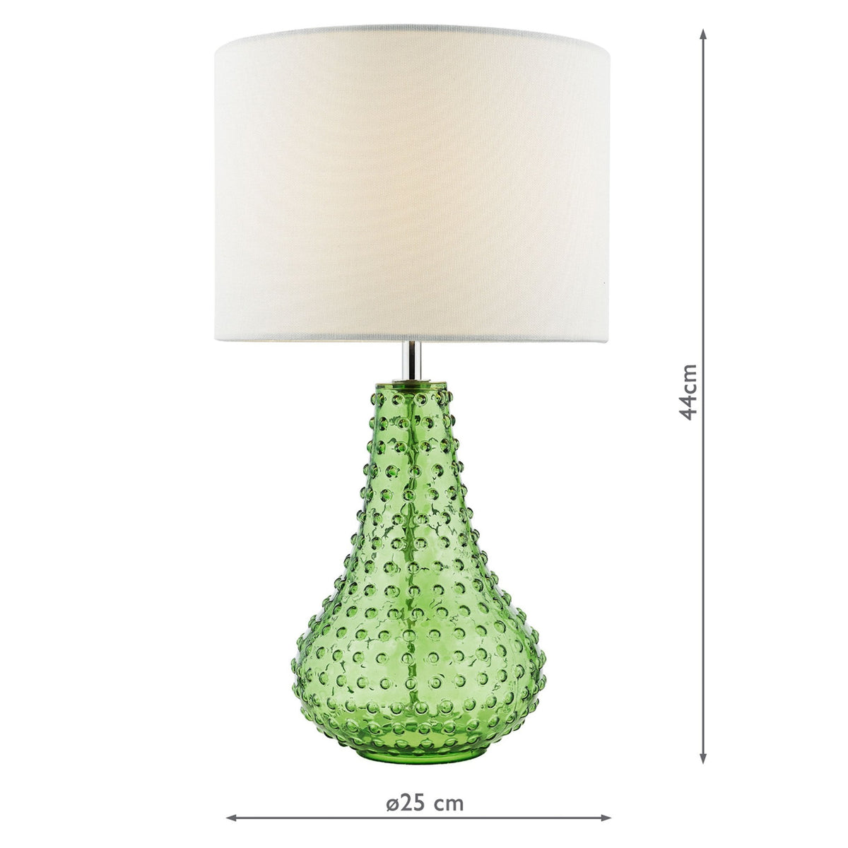 Kristina Glass Table Lamp In Green With White Linen Shade