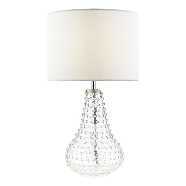 Kristina Clear Glass Table Lamp With White Linen Shade