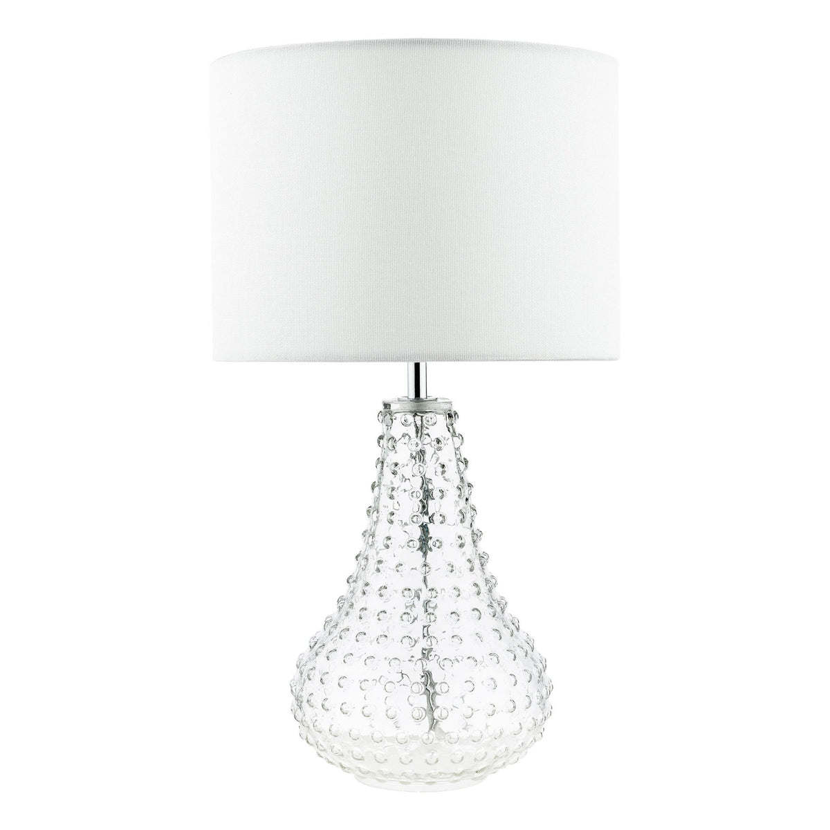 Kristina Clear Glass Table Lamp With White Linen Shade