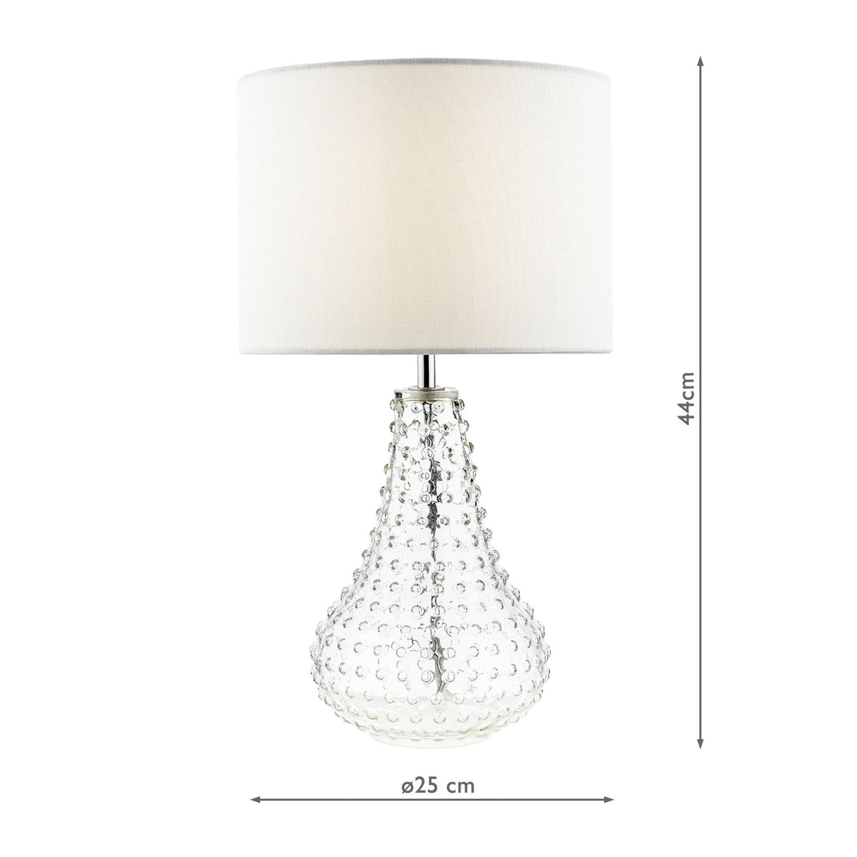 Kristina Clear Glass Table Lamp With White Linen Shade