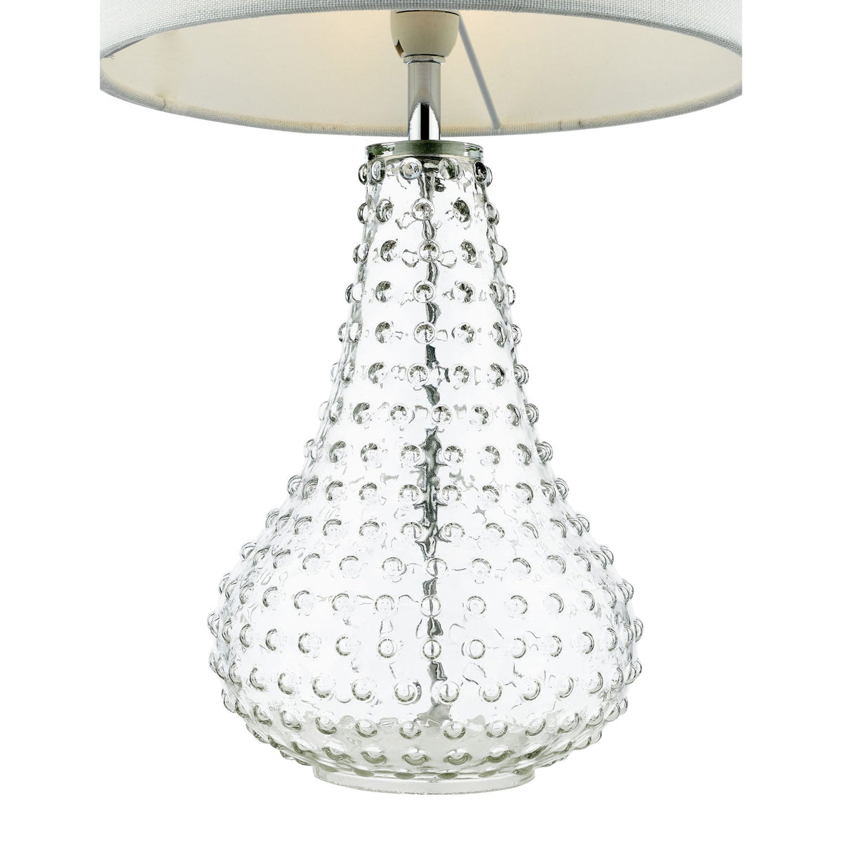 Kristina Clear Glass Table Lamp With White Linen Shade
