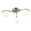 Orlena 3 Light Semi Flush Ceiling Light In Satin Chrome With Opal Glass Shades