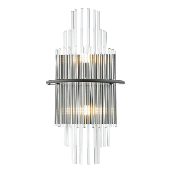 Lukas Wall Light In Satin Black & Clear Glass