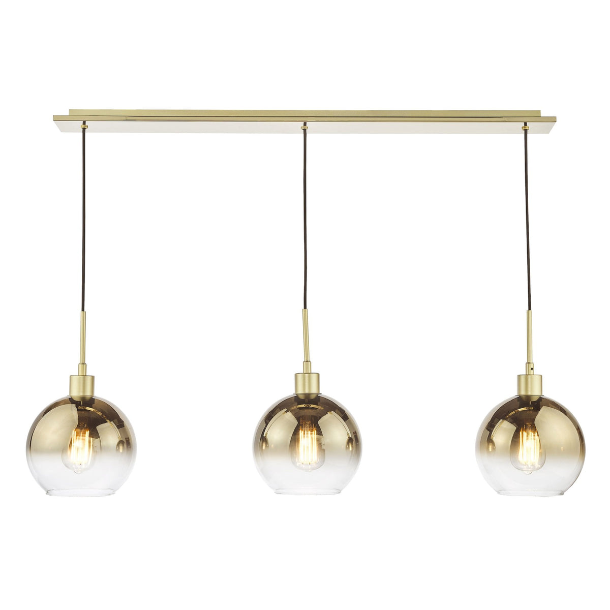 Lycia Linear Pendant In Gold With Ombre Gold Glass Shades
