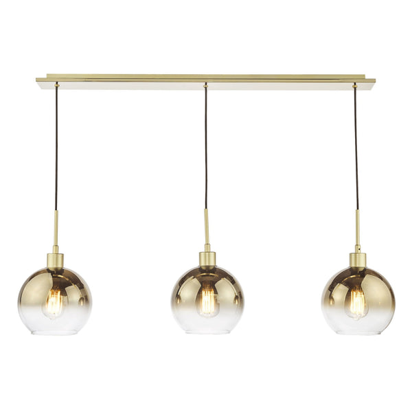 Lycia Linear Pendant In Gold With Ombre Gold Glass Shades