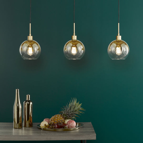 Lycia Linear Pendant In Gold With Ombre Gold Glass Shades