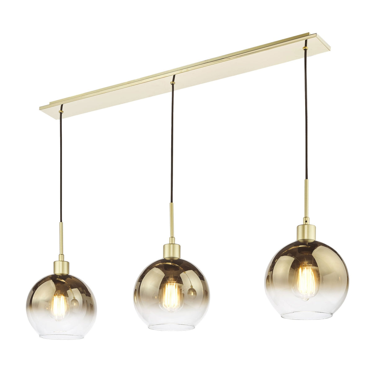 Lycia Linear Pendant In Gold With Ombre Gold Glass Shades