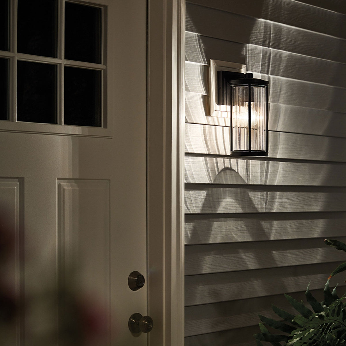 Barras Small Outdoor IP44 Wall Lantern in Black with Clear Ribbed Glass