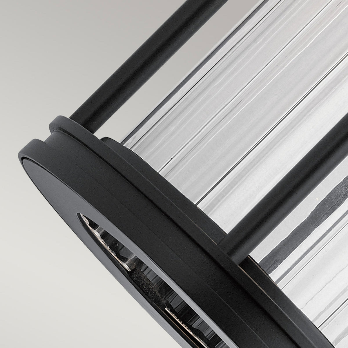 Barras Small Outdoor IP44 Wall Lantern in Black with Clear Ribbed Glass