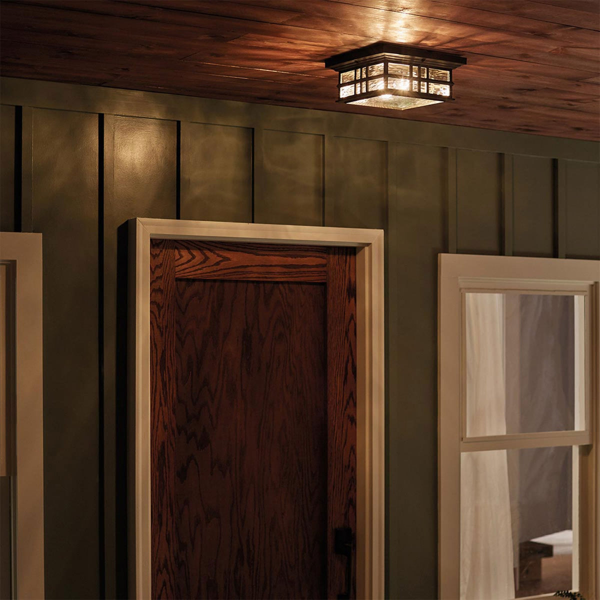 Beacon Square Coastal Flush Ceiling Light in Olde Bronze