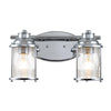 Ashland Bay Twin IP44 Wall Light in Polished Chrome with Clear Seedy Ribbed Glass