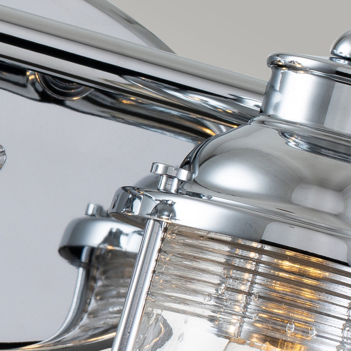 Ashland Bay Twin IP44 Wall Light in Polished Chrome with Clear Seedy Ribbed Glass