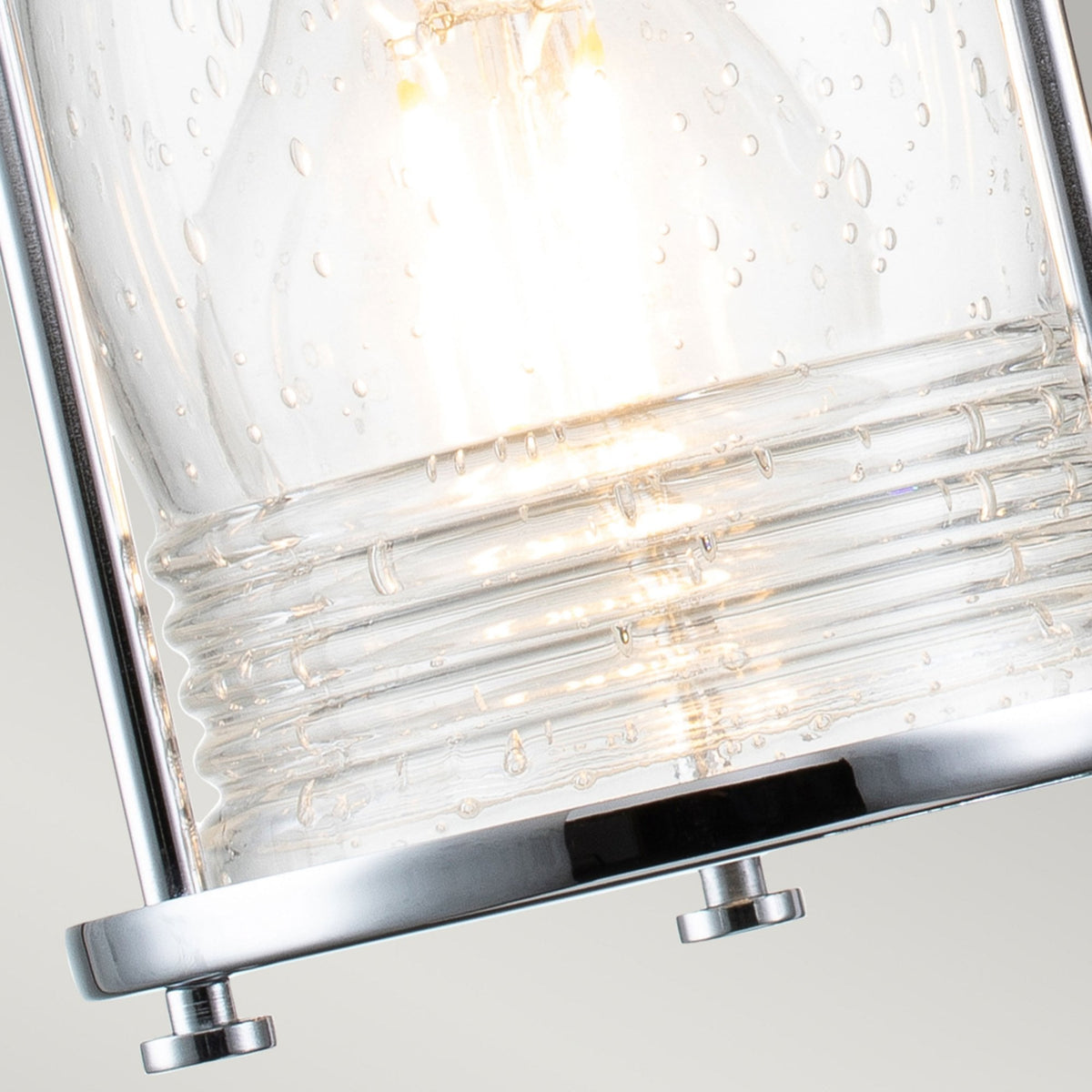 Ashland Bay Twin IP44 Wall Light in Polished Chrome with Clear Seedy Ribbed Glass