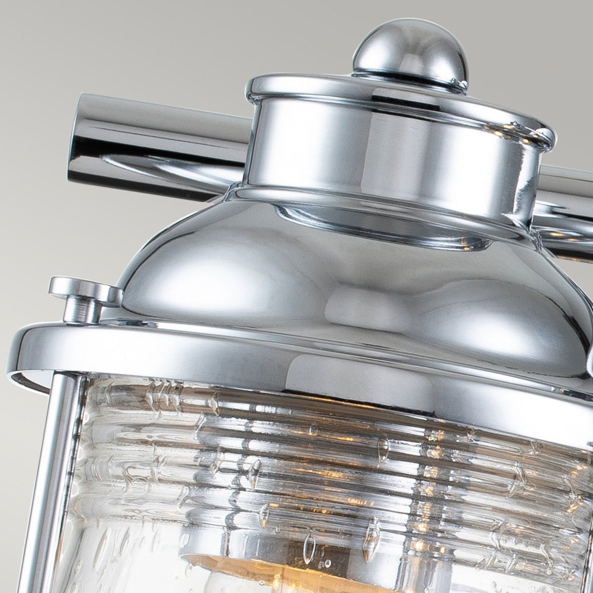 Ashland Bay Triple IP44 Wall Light in Polished Chrome with Clear Seedy Ribbed Glass