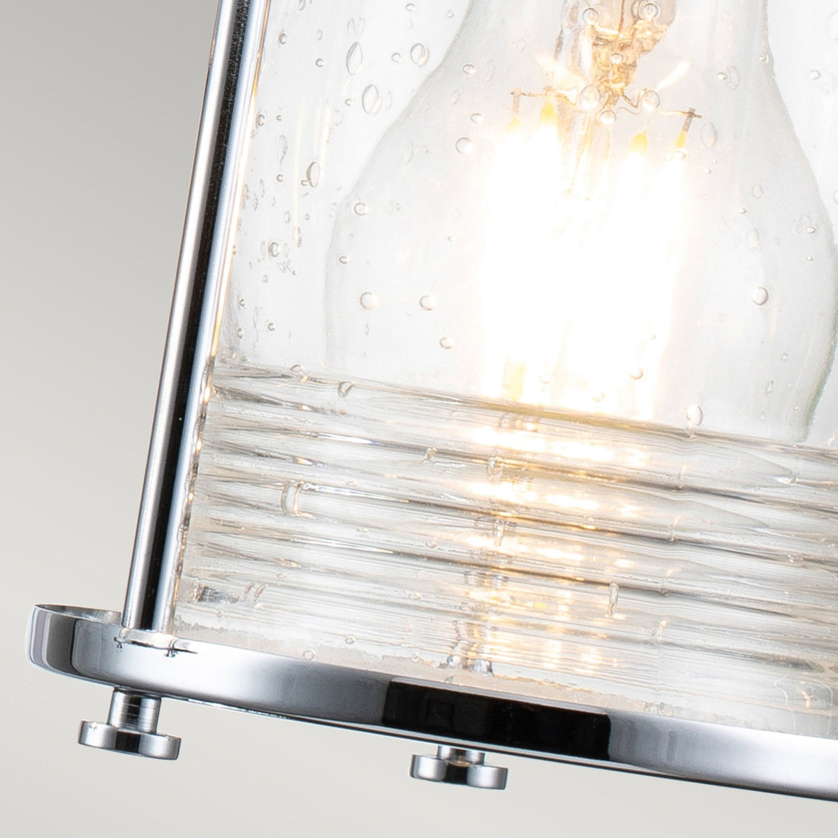 Ashland Bay Triple IP44 Wall Light in Polished Chrome with Clear Seedy Ribbed Glass