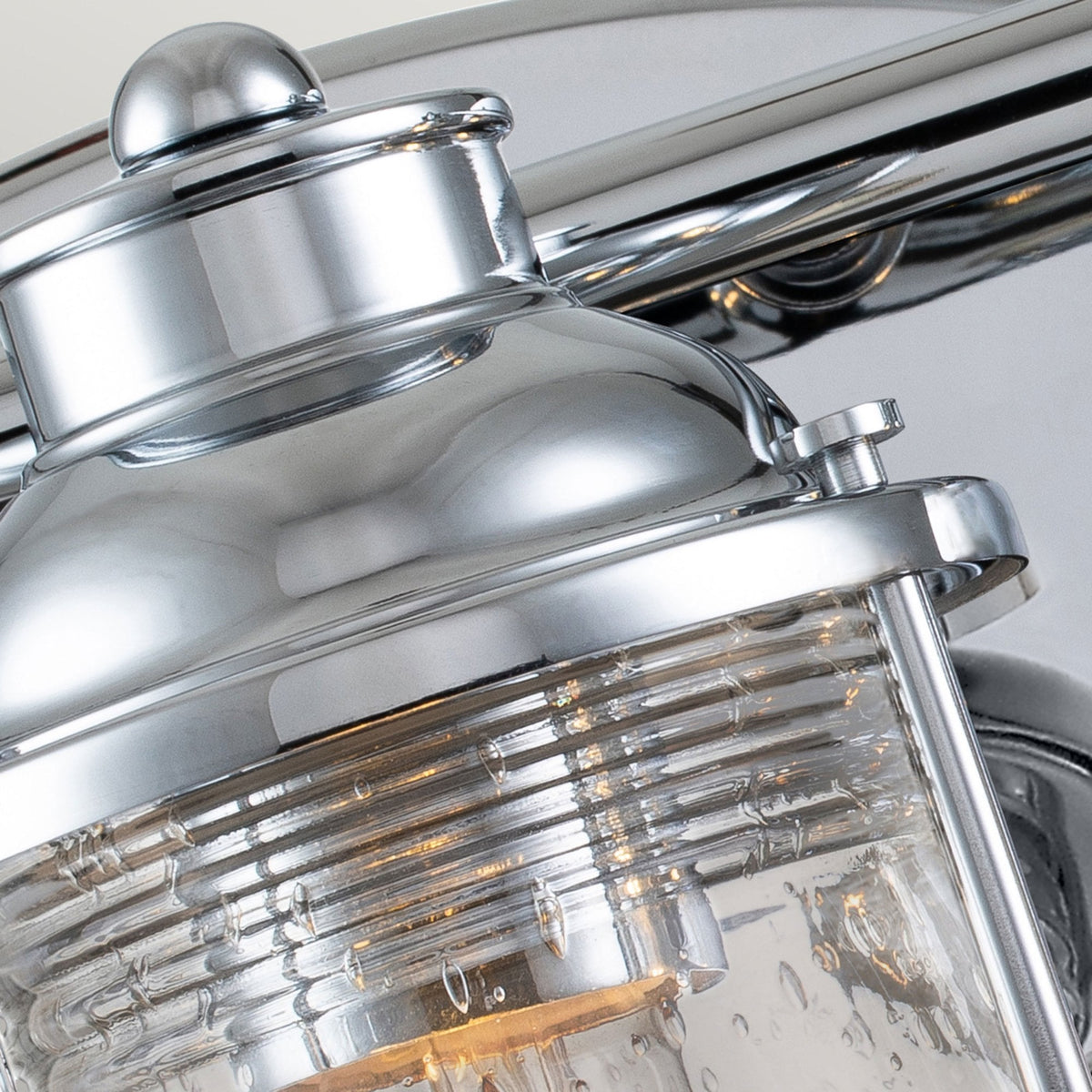 Ashland Bay Triple IP44 Wall Light in Polished Chrome with Clear Seedy Ribbed Glass