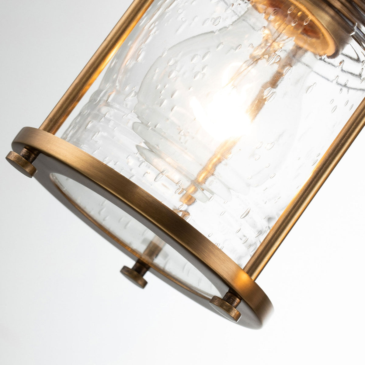 Ashland Bay Triple IP44 Wall Light in Natural Brass with Clear Seedy Ribbed Glass