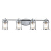 Ashland Bay Quadruple IP44 Wall Light in Polished Chrome with Clear Seedy Ribbed Glass