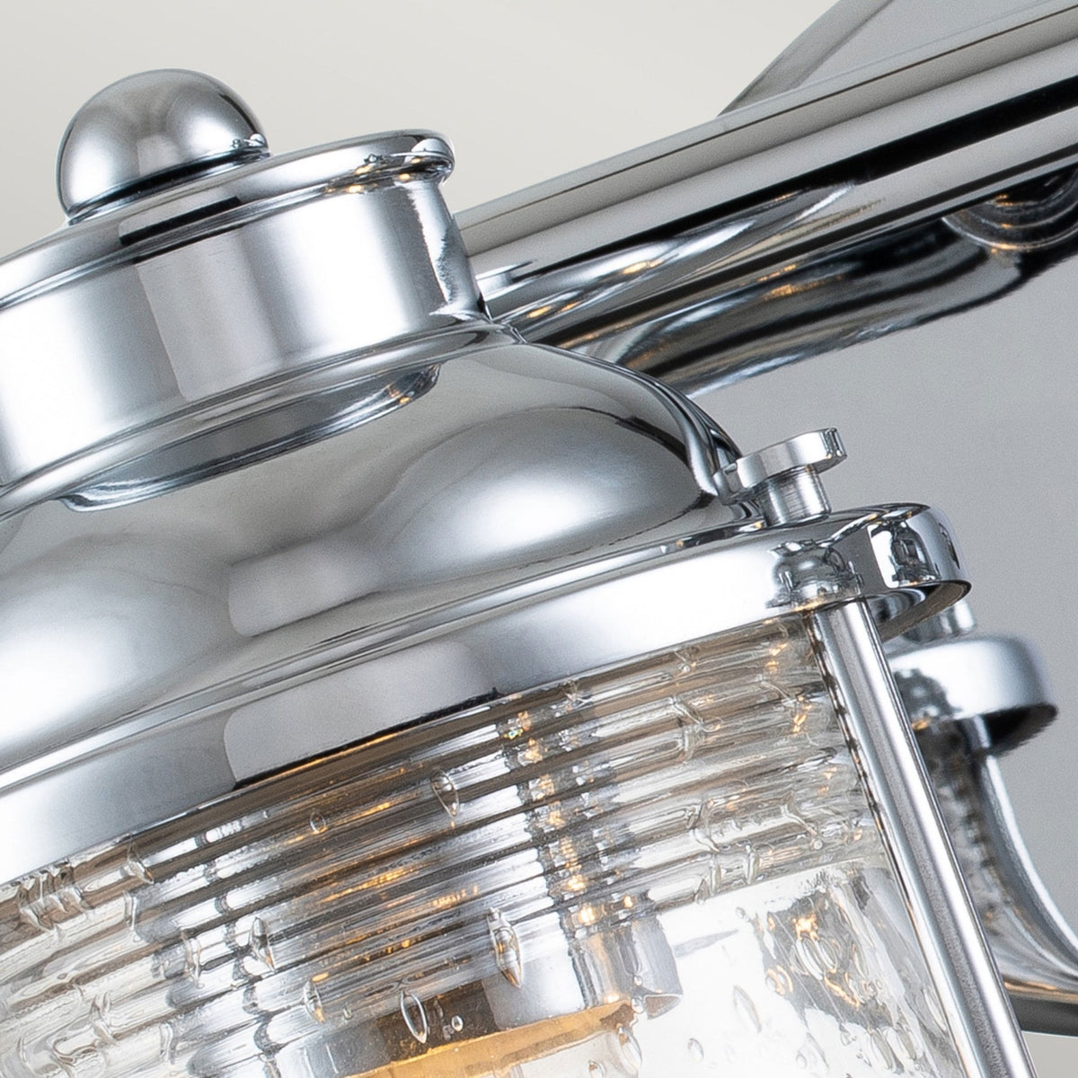 Ashland Bay Quadruple IP44 Wall Light in Polished Chrome with Clear Seedy Ribbed Glass
