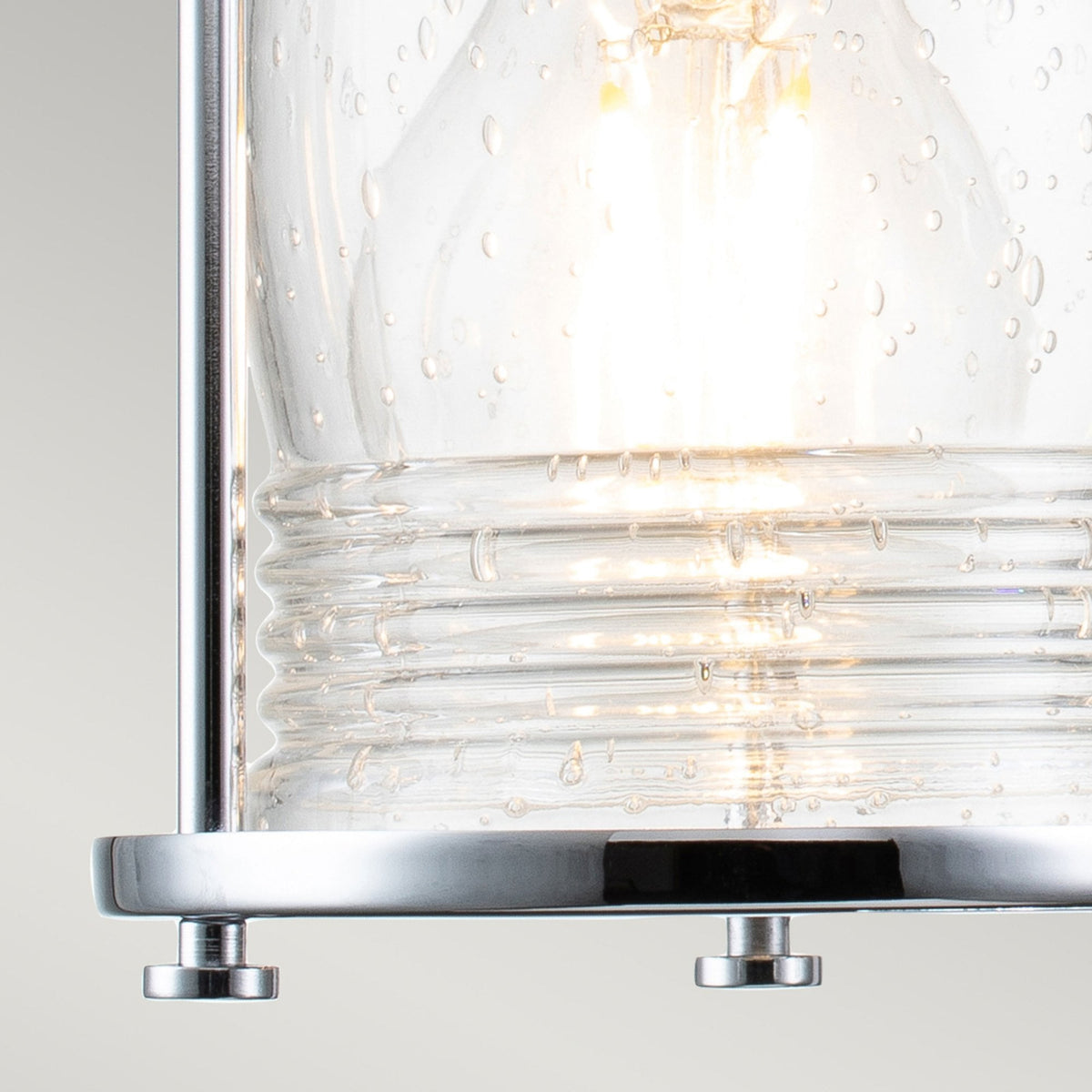 Ashland Bay Quadruple IP44 Wall Light in Polished Chrome with Clear Seedy Ribbed Glass