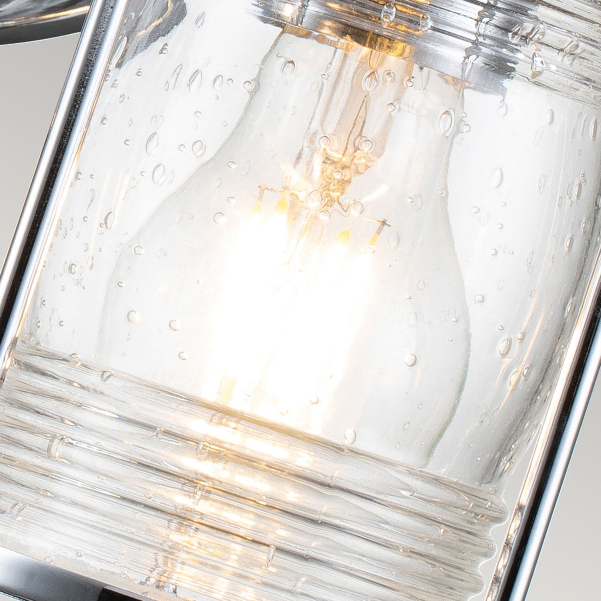 Ashland Bay Quadruple IP44 Wall Light in Polished Chrome with Clear Seedy Ribbed Glass