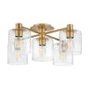 Axel Five Lamp Semi Flush Ceiling Light in Heritage Brass with Clear Glass Shades