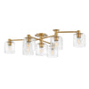 Axel Seven Lamp Semi Flush Ceiling Light in Heritage Brass with Clear Glass Shades