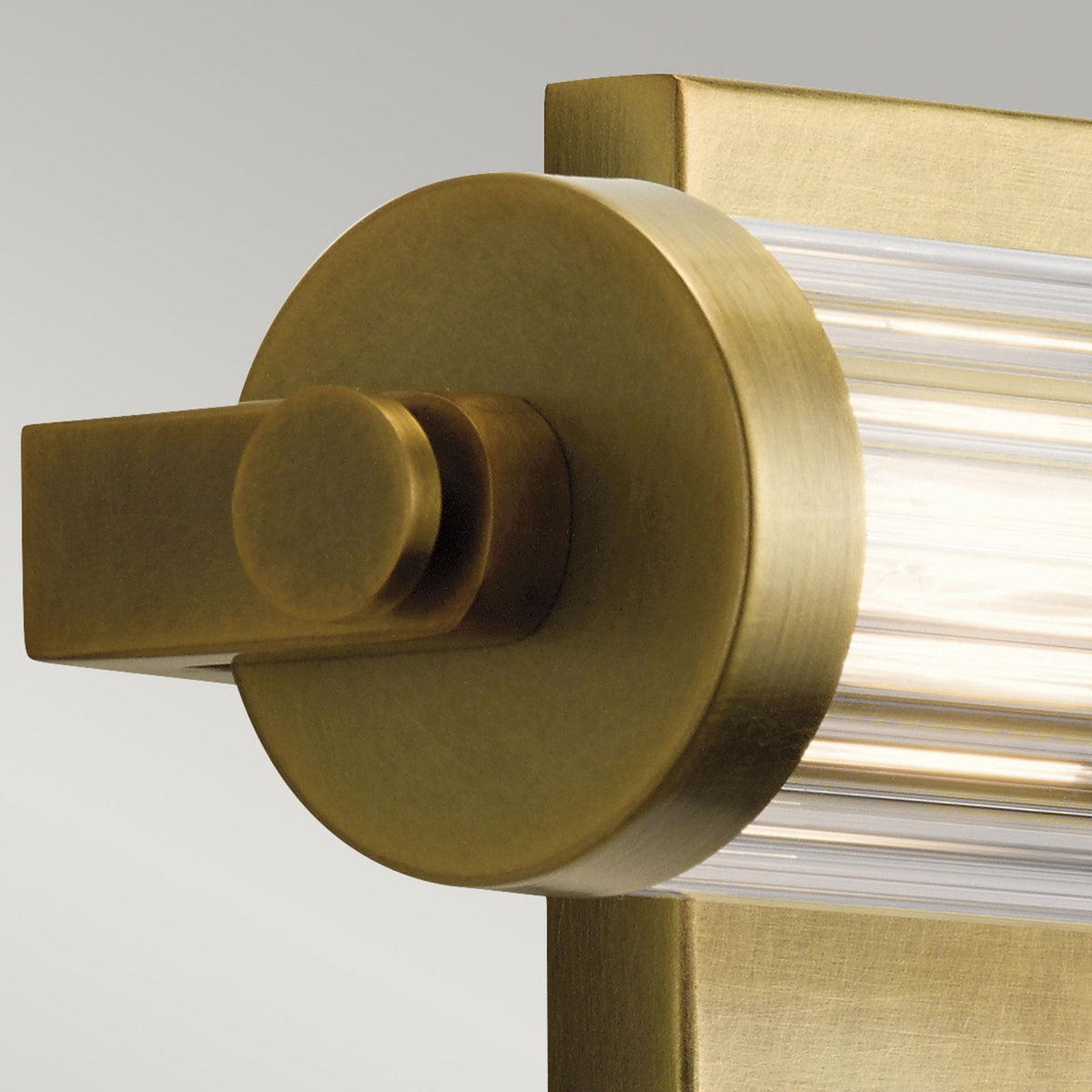 Azores Medium IP44 Wall Light in Natural Brass with Clear Ribbed Glass