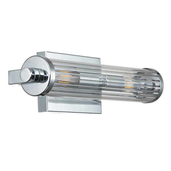 Azores Medium IP44 Wall Light in Polished Chrome with Clear Ribbed Glass