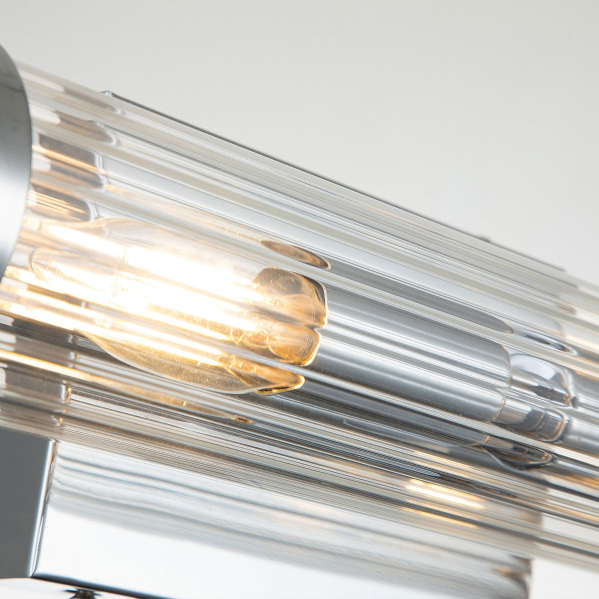 Azores Medium IP44 Wall Light in Polished Chrome with Clear Ribbed Glass