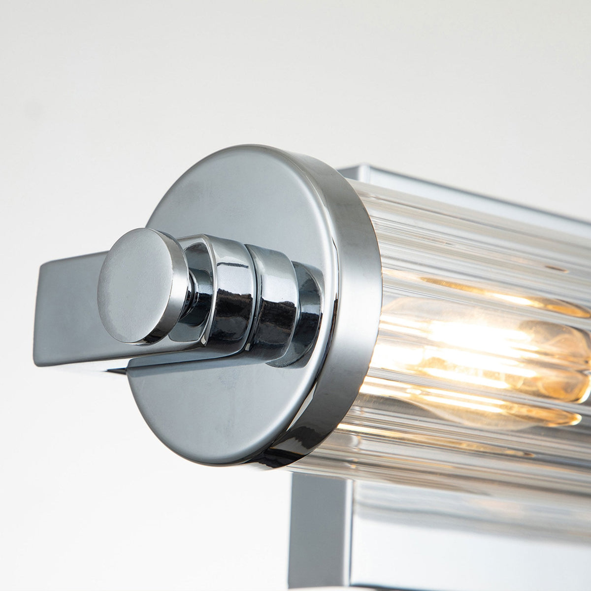 Azores Medium IP44 Wall Light in Polished Chrome with Clear Ribbed Glass
