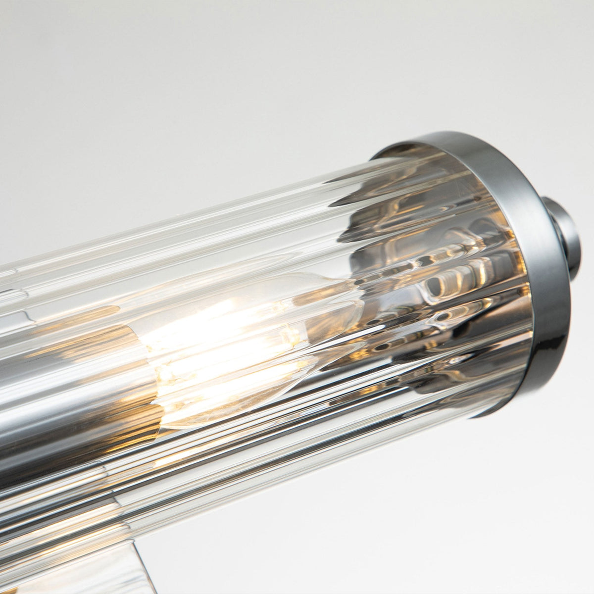 Azores Medium IP44 Wall Light in Polished Chrome with Clear Ribbed Glass