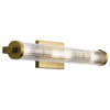 Azores Large IP44 Wall Light in Natural Brass with Clear Ribbed Glass