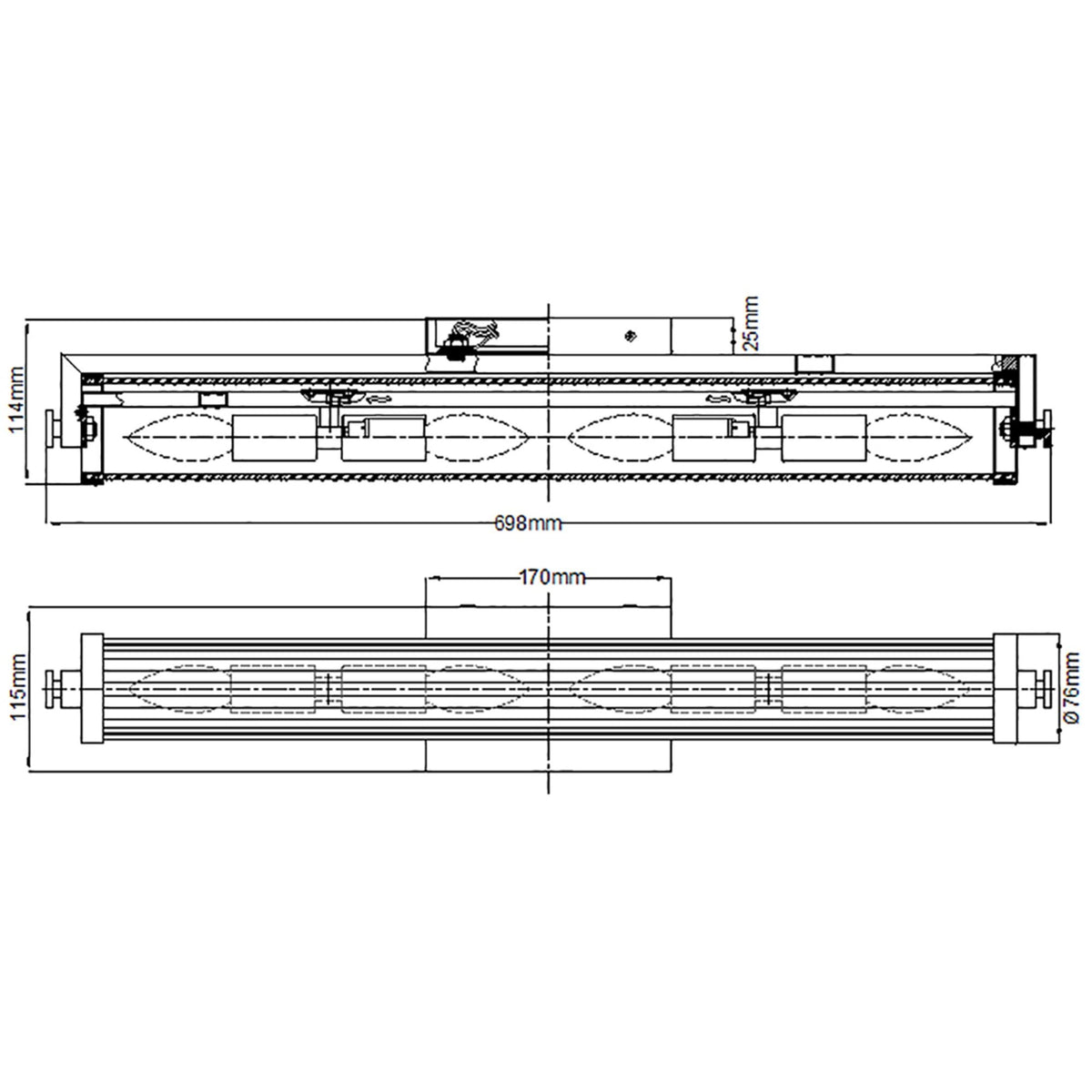 Azores Large IP44 Wall Light in Polished Chrome with Clear Ribbed Glass