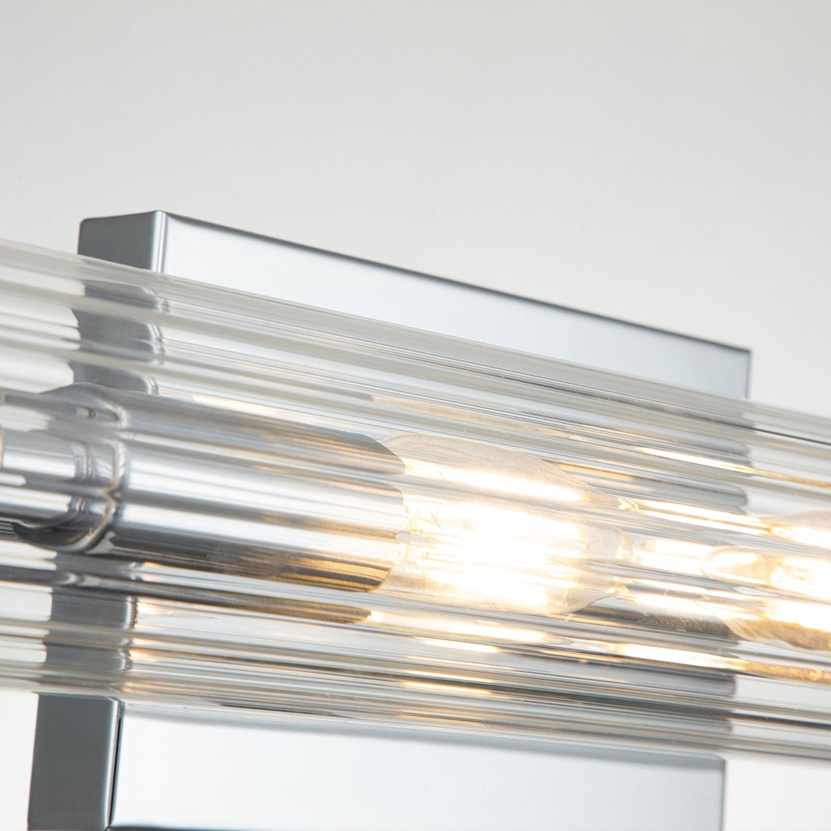 Azores Large IP44 Wall Light in Polished Chrome with Clear Ribbed Glass