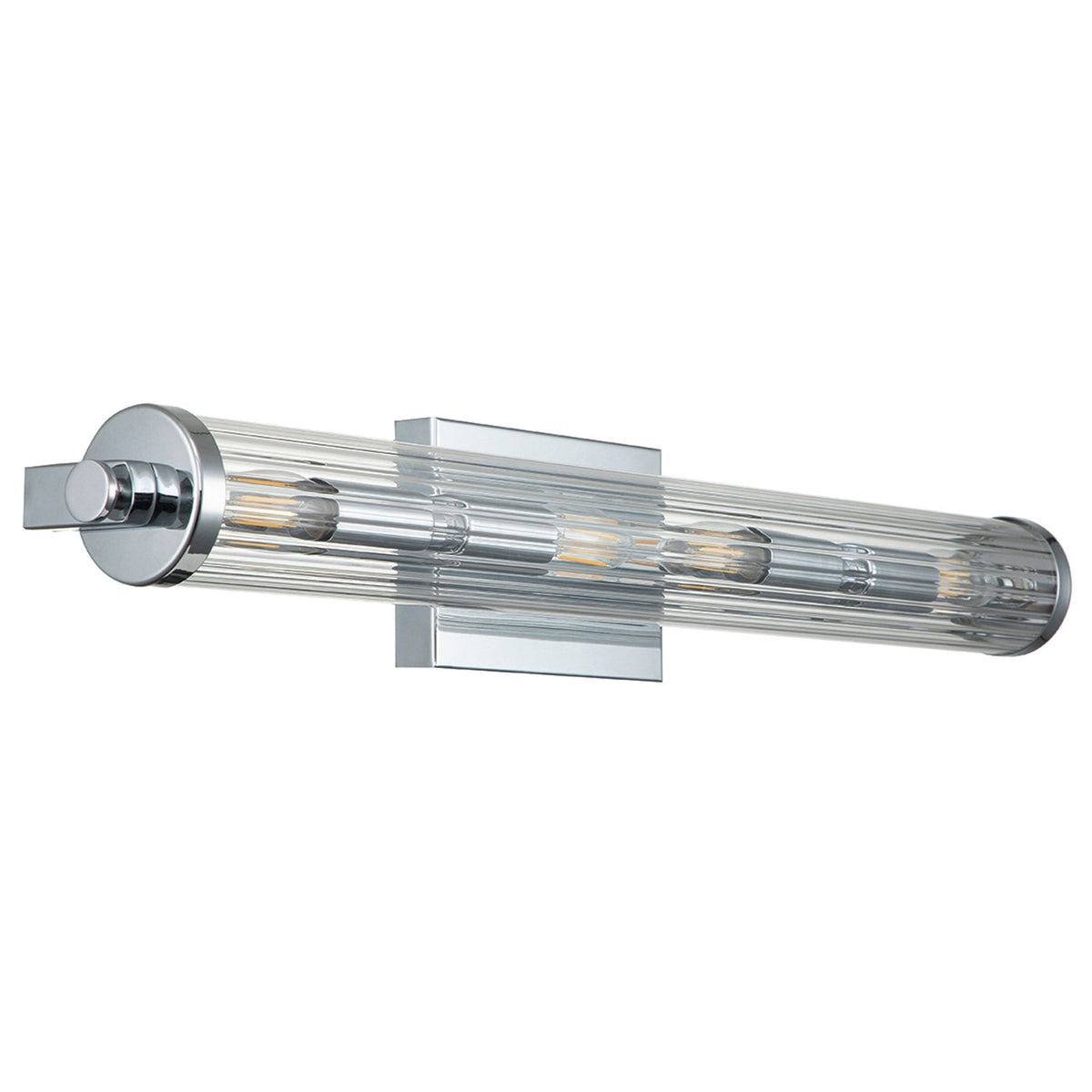 Azores Large IP44 Wall Light in Polished Chrome with Clear Ribbed Glass