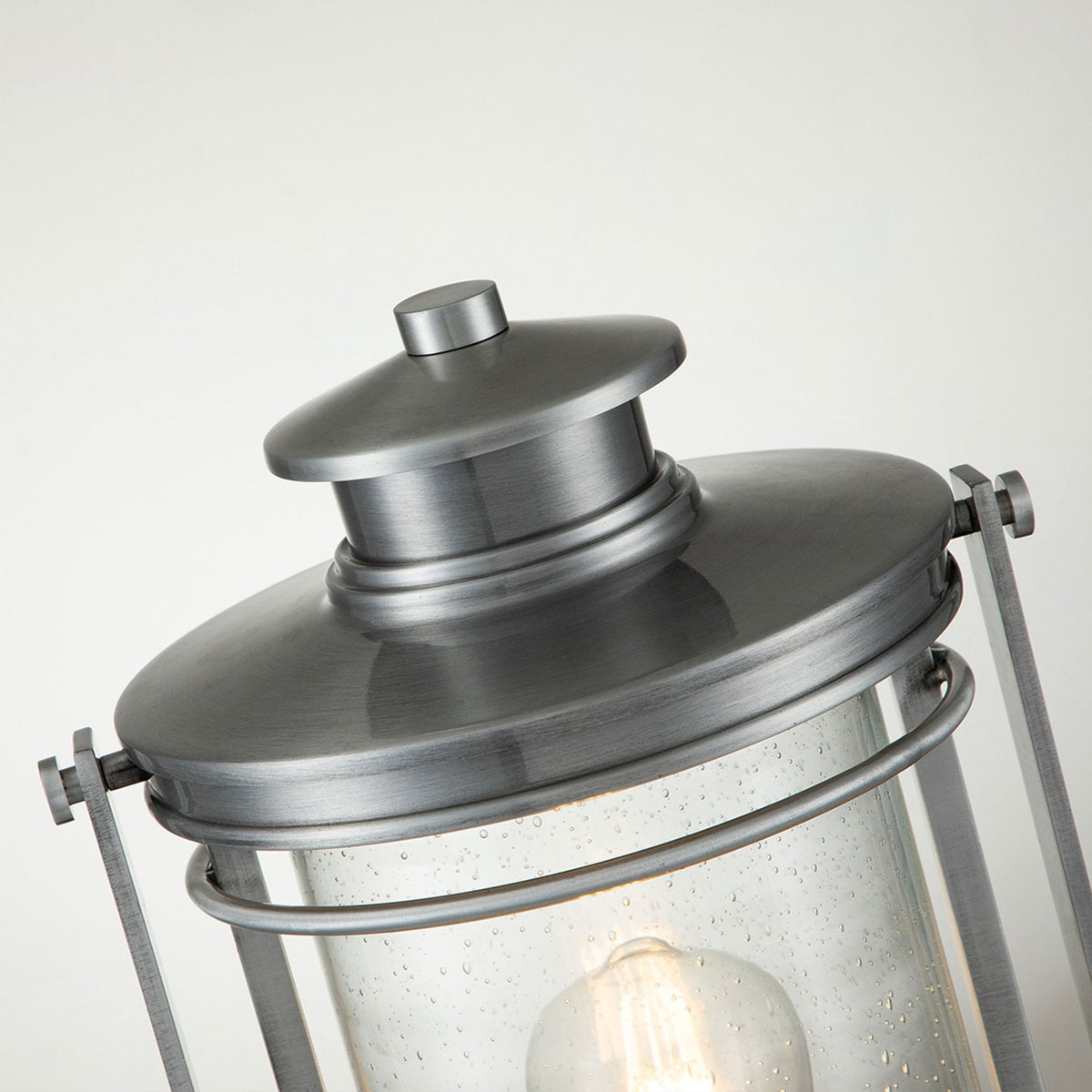 Booker IP44 Medium Pedestal Lantern in Industrial Aluminium