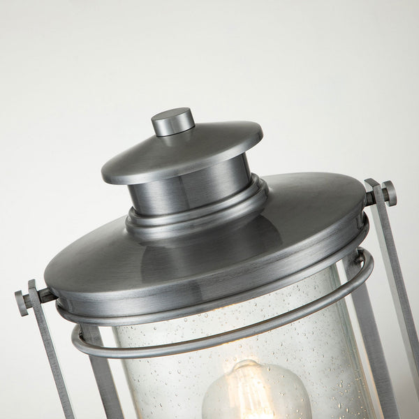 Booker IP44 Medium Pedestal Lantern in Industrial Aluminium