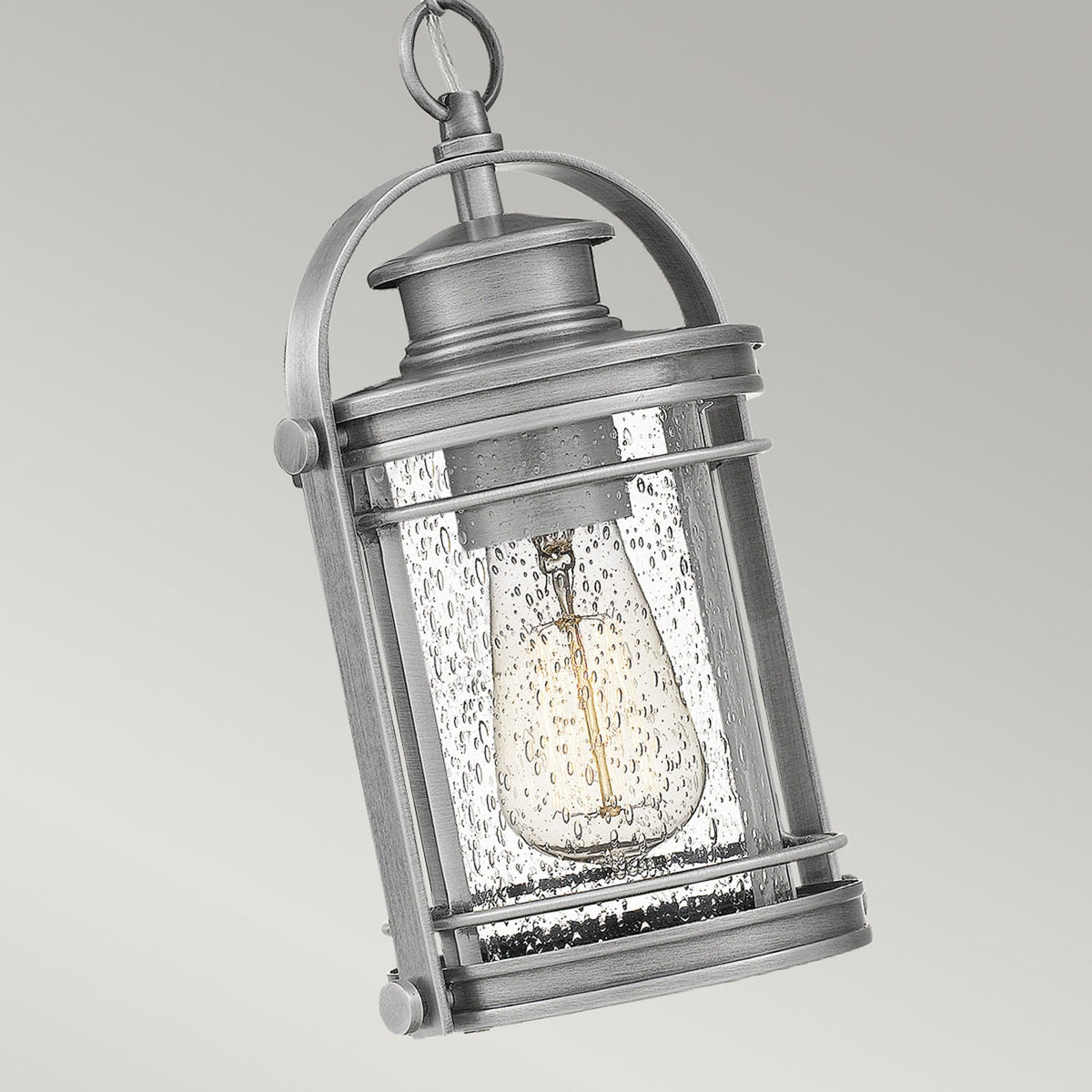 Booker IP44 Small Chain Lantern in Industrial Aluminium