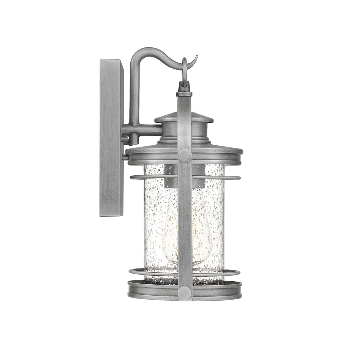 Booker IP44 Small Wall Lantern in Industrial Aluminium